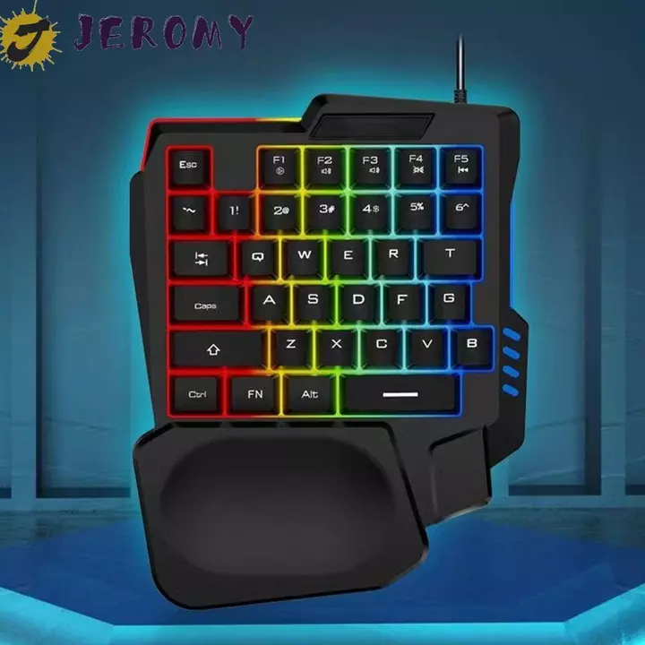 Bàn phím đơn JEROMY, Bàn phím một tay siêu mỏng USB, Bàn phím cơ chơi game Mini phát sáng có dây Bàn phím cơ để bàn PC