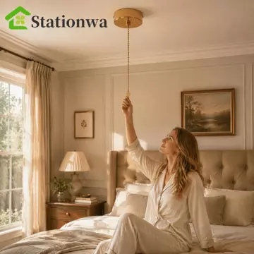 Công tắc đèn dây kéo STATIONWA, Công tắc đèn trần dây chuyền 5 / 30 / 50 / 100cm bằng đồng cổ, Công tắc trần đèn báo Công tắc đèn phòng tắm gắn trần