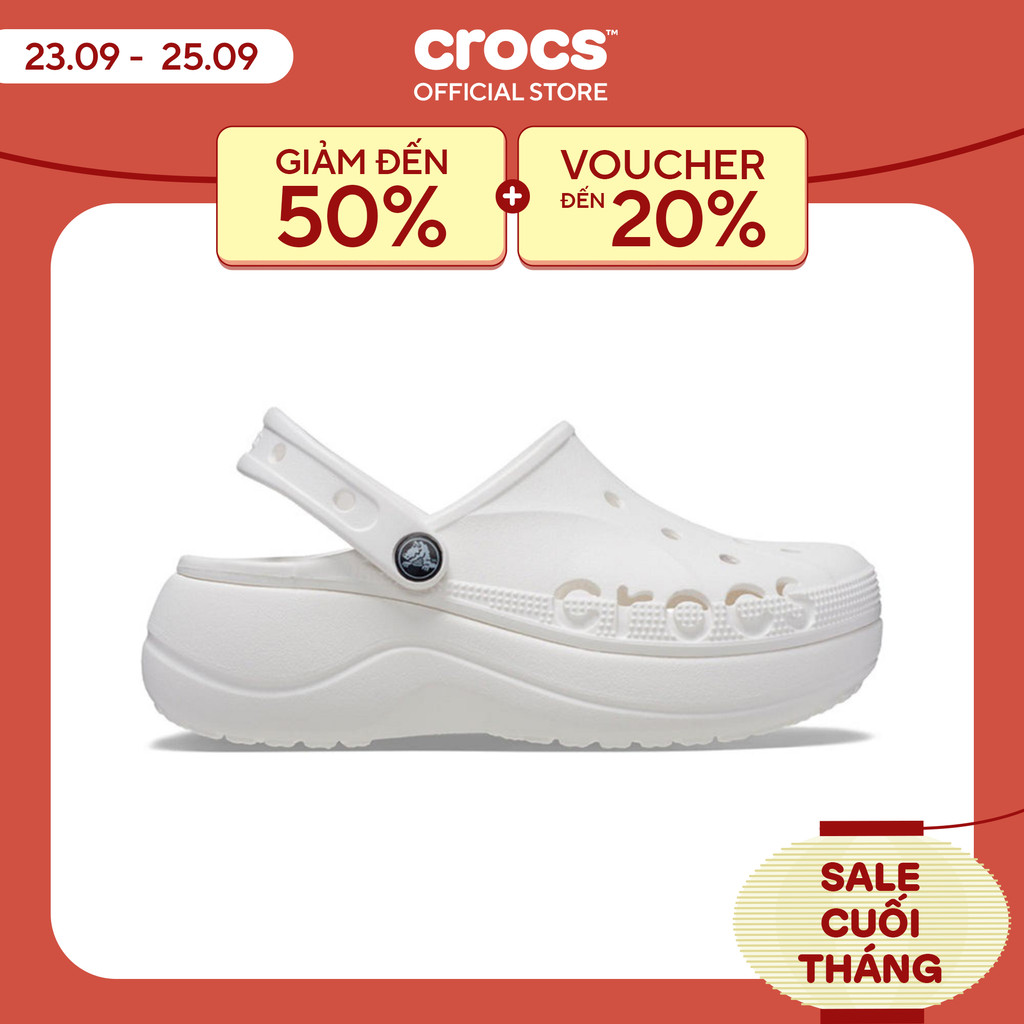 Giày Clog Nữ Crocs Baya Platform - White - 208186-100