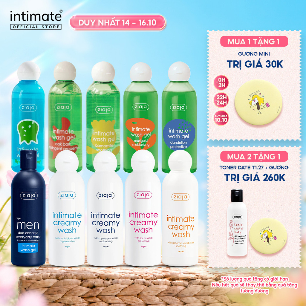 Dung Dịch Vệ Sinh Phụ Nữ Intimate ZIAJA Xuất Xứ Ba Lan Giúp Dưỡng Ẩm, Khử Mùi, Se Khít Dung Tích 200ml