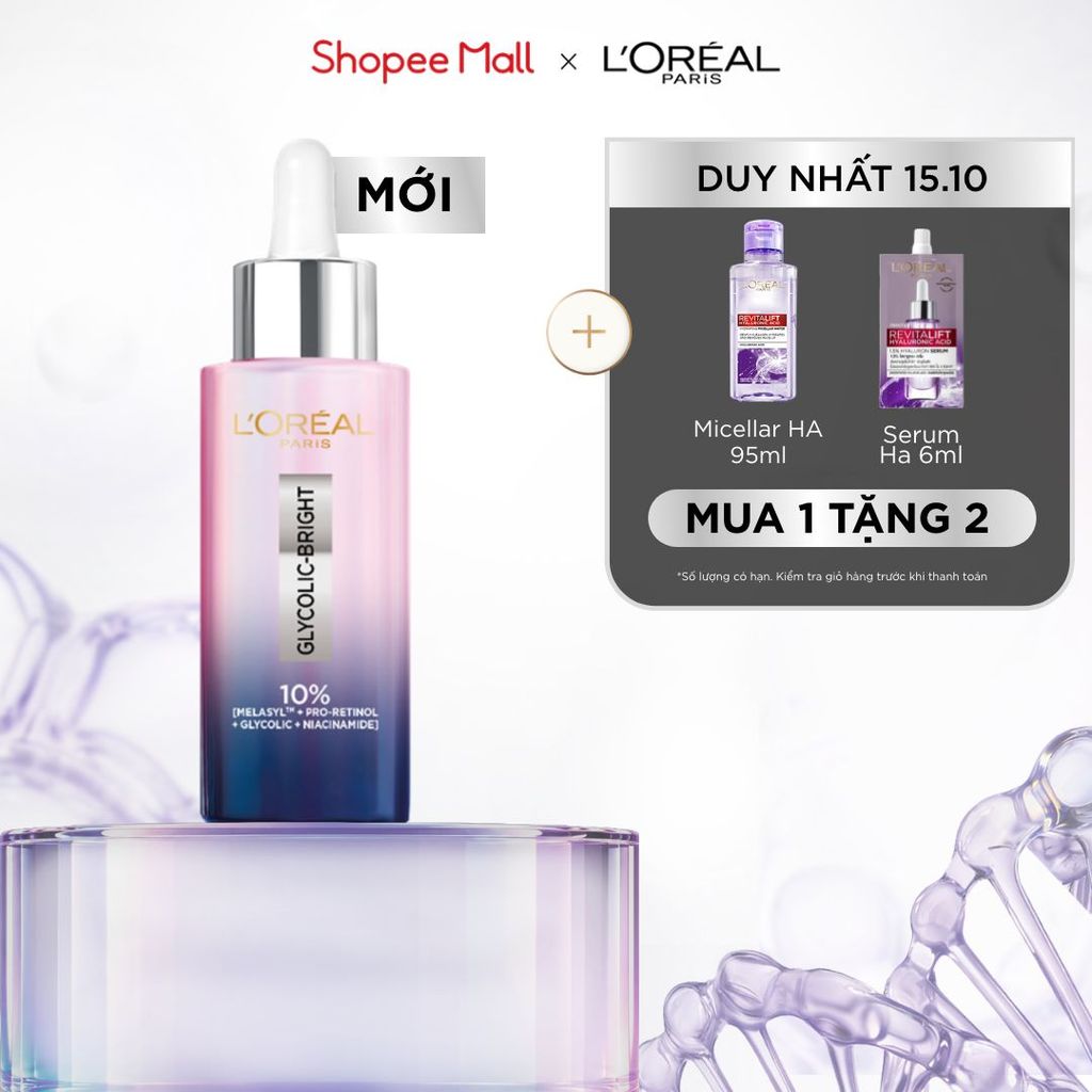 Serum đêm Glycolic-Bright Moon Serum 10% [Melasyl+Pro Retinol + Glycolic +Niacinamide] da sáng mịn và giảm thâm nám 30ML