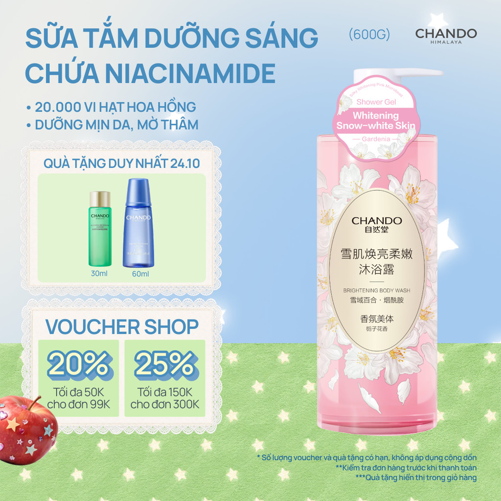 Sữa tắm Dưỡng trắng tinh chất Lili / Dưỡng ẩm thảo dược Chando Himalaya 600ml/200ml