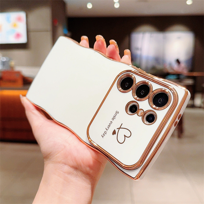 Ốp điện thoại TPU mềm mạ sóng Luxur cho Samsung Galaxy S25 S24 FE S25 S24 S23 UItra Plus Vỏ điện thoại chống sốc hình trái tim tình yêu