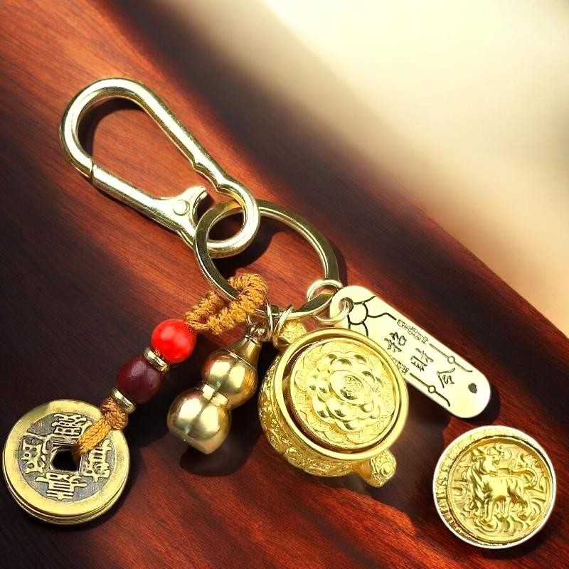 Móc Khóa Bình Bát Tụ Bảo Size Lớn - 4 Món Tặng Kèm Móc Bấm Hợp Kim Và Cát Đỏ. Móc Khóa Phong Thủy 12 Con Giáp