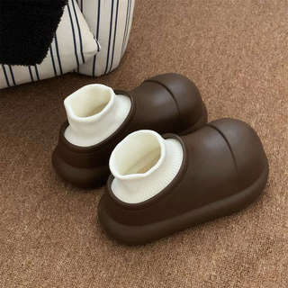 XIXITIAO Giày Cotton Chống Thấm Nước Màu Trơn Nữ Ấm Áp Thời Trang Mùa Đông Lười Ngoài Trời