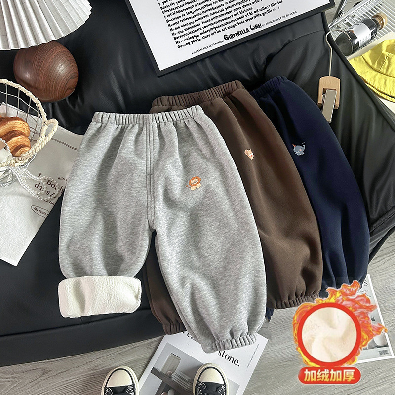 ​​Trẻ Em Lông Cừu-Fleece Sweatpants Thu Đông Bên Ngoài Mặc Dày Sweatpants 80-140 Kích Thước​​ 7WCK