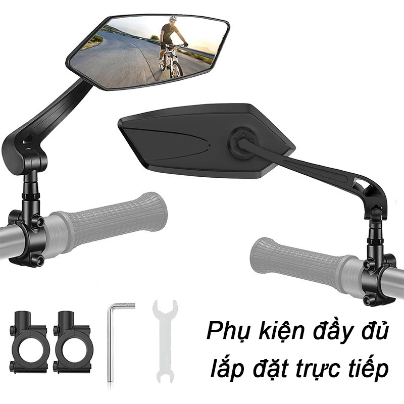 Gương chiếu hậu xoay 360 độ, gập linh hoạt, dùng cho xe đạp – xe máy – xe điện, kiểu thể thao thời trang