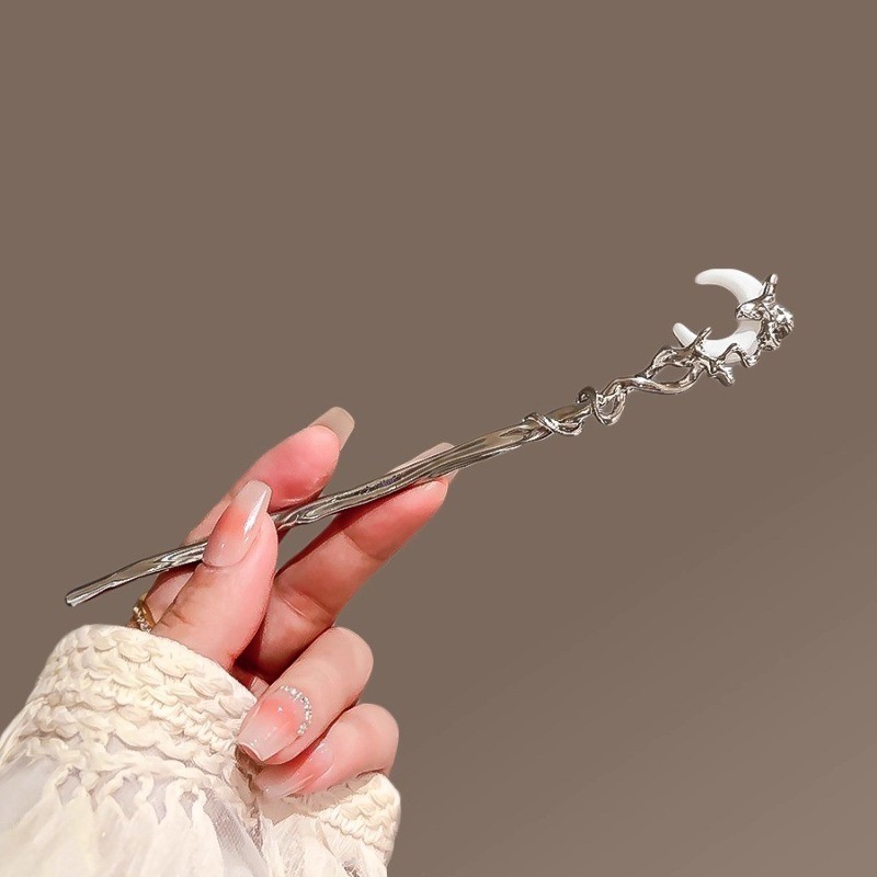 Kẹp tóc uốn lượn hình lưỡi liềm nữ, phong cách cổ điển kết hợp hiện đại