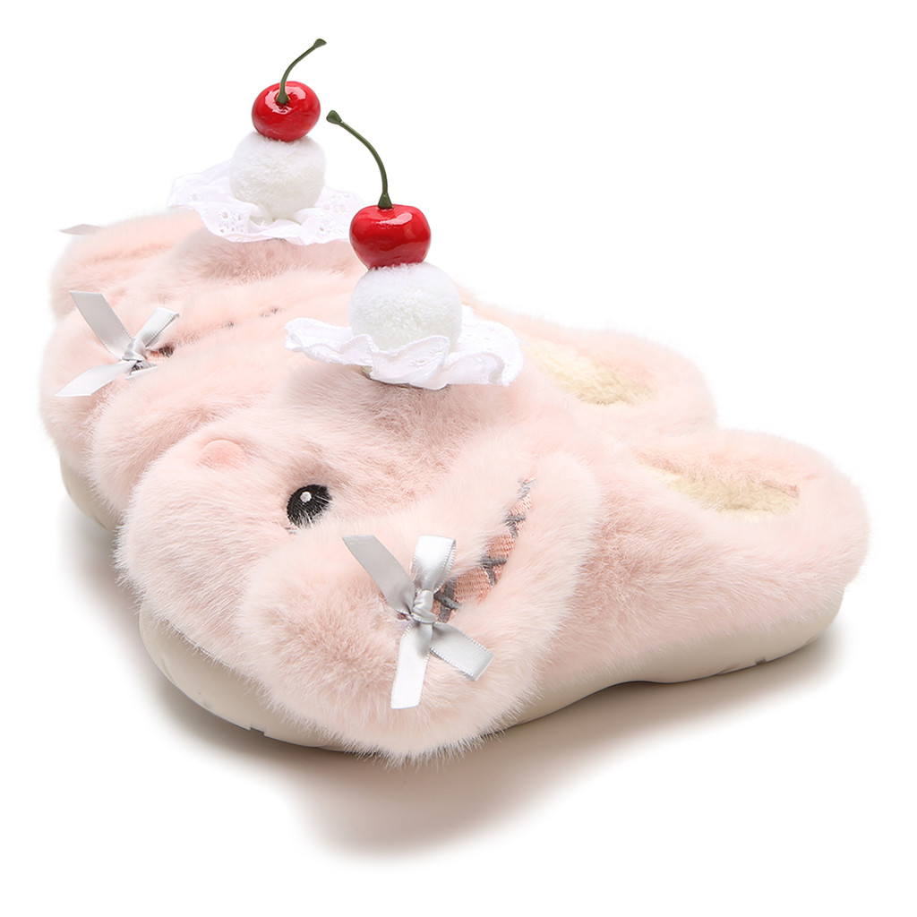 XIXITIAO Dép Cotton Thỏ Dễ Thương Nữ Mùa Đông Thời Trang Phong Cách Mới Đế Mềm Phòng Ngủ Gia Đình