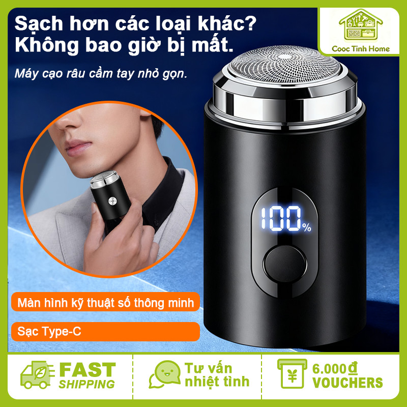 Máy Cạo Râu Mini Thông Minh Hiển Thị Pin, Cạo Khô Ướt 360° Đa Năng, Thiết Kế Nhỏ Gọn Tiện Lợi Cho Nam