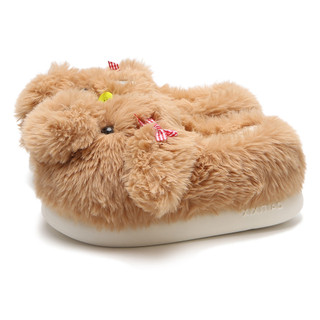 XIXITIAO Dép bông nữ mùa đông, dễ thương hình chó Teddy, giữ ấm, thoải mái cho phòng ngủ tại nhà