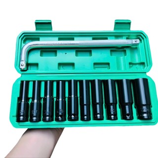 Combo 10 đầu tuýp Yeti đen 1/2 thép Chrome Vanadium cứng cáp size 8-24 và 8-32 vặn ốc đa năng ( Tặng cần siết L )