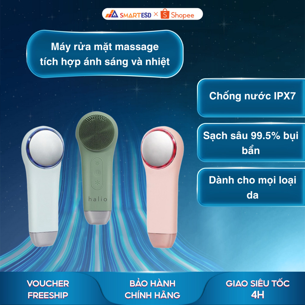 Máy rửa mặt massage tích hợp ánh sáng và nhiệt Halio Multi-Task - Bảo hành chính hãng 24 tháng