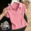Áo sơ mi polo cổ cho nữ, phong cách mới mùa hè, dáng rộng vừa vặn, mẹ trung niên, áo ngắn tay giảm béo giản dị dành cho nữ