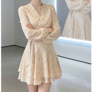 Váy hoa phong cách Hàn Quốc dành cho nữ, mẫu mới xuân hè với thiết kế thắt eo tôn dáng thanh lịch
