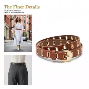 Cheenm Unisex Retro Tròn Bule Đai Da PU Chống Mài Mòn Lỗ Rỗng Dây Đeo Eo Cho Công Sở Dịp Thường Ngày VN