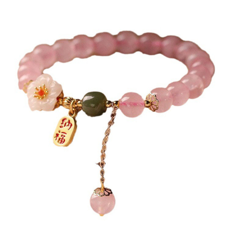 Vòng tay pha lê hồng tự nhiên Sweet Peach Blossom