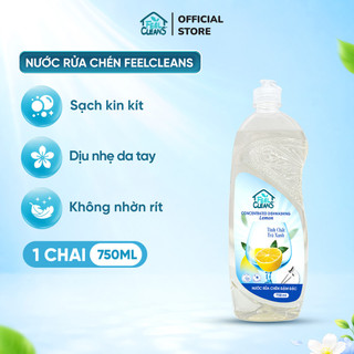 Nước Rửa Chén Đậm Đặc FeelCleans Lemon Đánh Bay Dầu Mỡ, Dịu Nhẹ Da Tay, Tinh Chất Trà Xanh 750ml