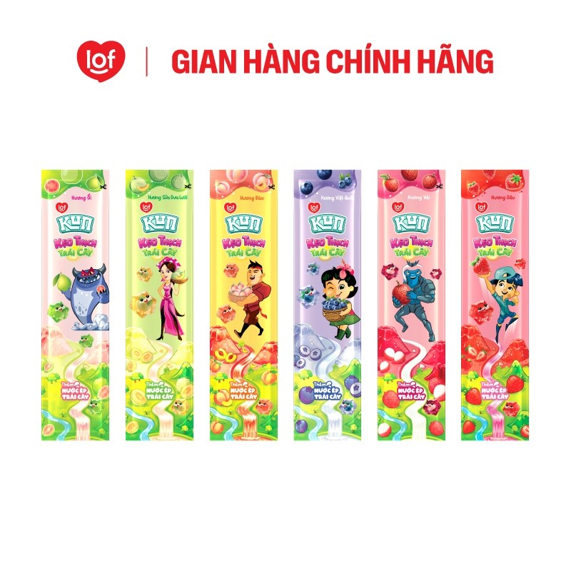 Kẹo thạch trái cây KUN nhiều hương vị thùng 20 túi x 300g
