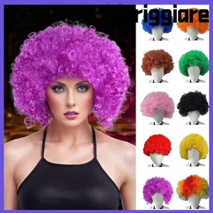 MERIGGIARE Chú Hề Tóc Giả, Lông Tơ Sóng Afro Puff Tóc Giả, Phụ Kiện Lễ Hội Tổng Hợp Ngộ nghĩnh Xoăn Tóc Giả Ngắn Cho Bữa Tiệc Giáng Sinh Halloween