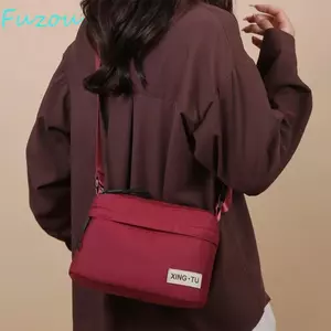 Túi đeo chéo Nylon FUJIOU, Ba lô nữ có dây kéo ba lớp, Túi đeo vai Oxford chống thấm nước phong cách Hàn Quốc đơn giản