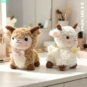 QEARY Tân Cương Búp Bê Cừu Cho Bé, Cừu Mặt Trần PP Cotton Cừu Nhỏ Móc Khóa, Văn Hóa Truyền Thống Kawaii Dễ Thương DIY Cừu Móc Khóa Xe Ô Tô Mặt Dây Chuyền