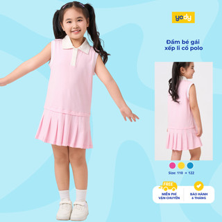 Đầm bé gái YODY váy xếp ly dáng suông, cổ polo, vải cotton thoáng mát GCDR26S002