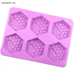 Khuôn silicon xà phòng thủ công 3D Khuôn silicon hình con ong 6 mảnh DIY Khuôn xà phòng thủ công Khuôn làm bánh Honeb DIY tự làm [VN]