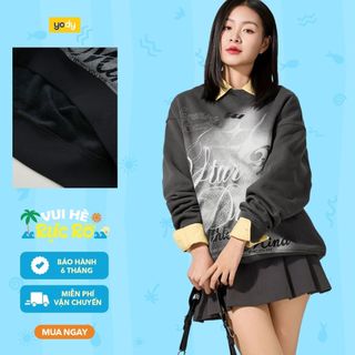 Áo thun nam nữ Sweater in tràn YODY trẻ trung, có phần bụi bặm trên nền vải dày dặn GUA7008