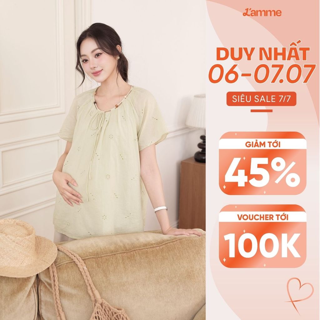 Áo Bầu MIN TOP Chất Thô Boi Mềm Mát Ít Nhăn, Áo Bầu Che Bắp Tay Giấu Bụng Hiệu Quả Cho Mẹ Đi Làm Đi Chơi - L'amme