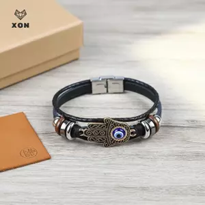 Vòng tay da thật mắt quỷ thời trang dành cho nữ Phụ kiện trang sức Quà tặng [Mina]