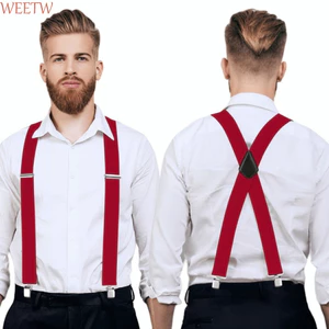Dây treo làm việc WEETW, Dây treo loại X màu trơn đàn hồi cao, kiểu cổ điển với 4 chốt kẹp chống trượt Dây treo có thể điều chỉnh rộng 5cm Sử dụng trong công việc