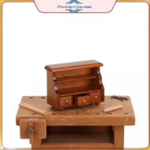 POWER 1 Bộ 1 / 12 Nhà Búp Bê Bằng Gỗ Retro Tủ Trưng Bày Với Mô Hình Sofa Nội Thất Mini Thực Tế Cho Cảnh Phòng Khách.