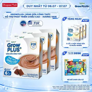 Combo 3 lốc GrowPLUS+ Váng sữa công thức Cao lớn vượt trội Vani & Socola (55g x 12 hộp)