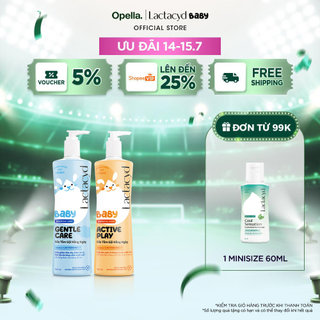 Bộ 1 Sữa Tắm Gội Trẻ em Lactacyd Baby Active Play 500ml +1 Lactacyd Baby Gentle Care 500ml