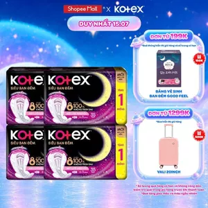 Combo 4 hoặc 8 Gói Băng Vệ Sinh Kotex Siêu Ban Đêm Mặt Lưới 35CM (8+1) miếng