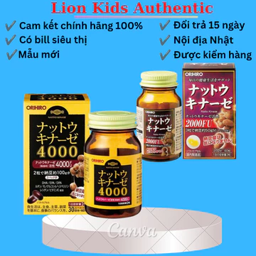 Viên Uống Đột Quỵ Tai Biến Natto Orihiro 2000FU - 4000FU Hộp 60 Viên Nhật Bản NỘI ĐỊA