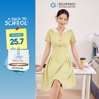 Đầm Nữ GUMAC Form A Thanh Lịch Cổ V Cách Điệu Phối Màu Thanh Lịch DF08005