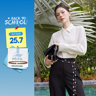 Áo Sơ Mi Nữ GUMAC Form Suông Rộng Cổ Kiểu Dài Lệch Nẹp Khuy Giấu Hiện Đại Đính Nút Đá Sang Trọng AE10058