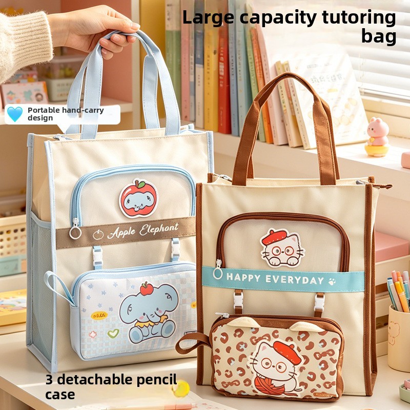 Trẻ Em Schoolbag Màu Cà Phê Kitty Hướng Dẫn Túi Học Sinh Tiểu Học Túi Tote Dung Tích Lớn Túi Hướng Dẫn Trẻ Em Giá Trị Cao