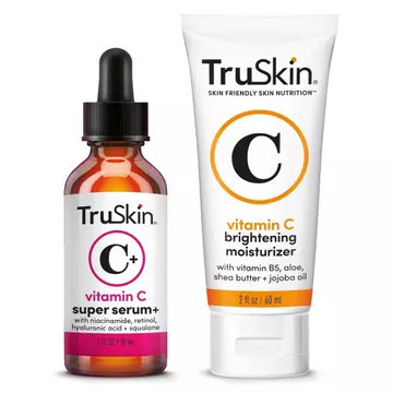TruSkin Super C Duo với Vitamin C Plus Super Serum cho mặt, Kem dưỡng ẩm làm sáng da 1 fl oz & Vitamin C, 2 fl oz – Bộ quà tặng chăm sóc da chống lão hóa để dưỡng ẩm, ooth & Firmer-Looki