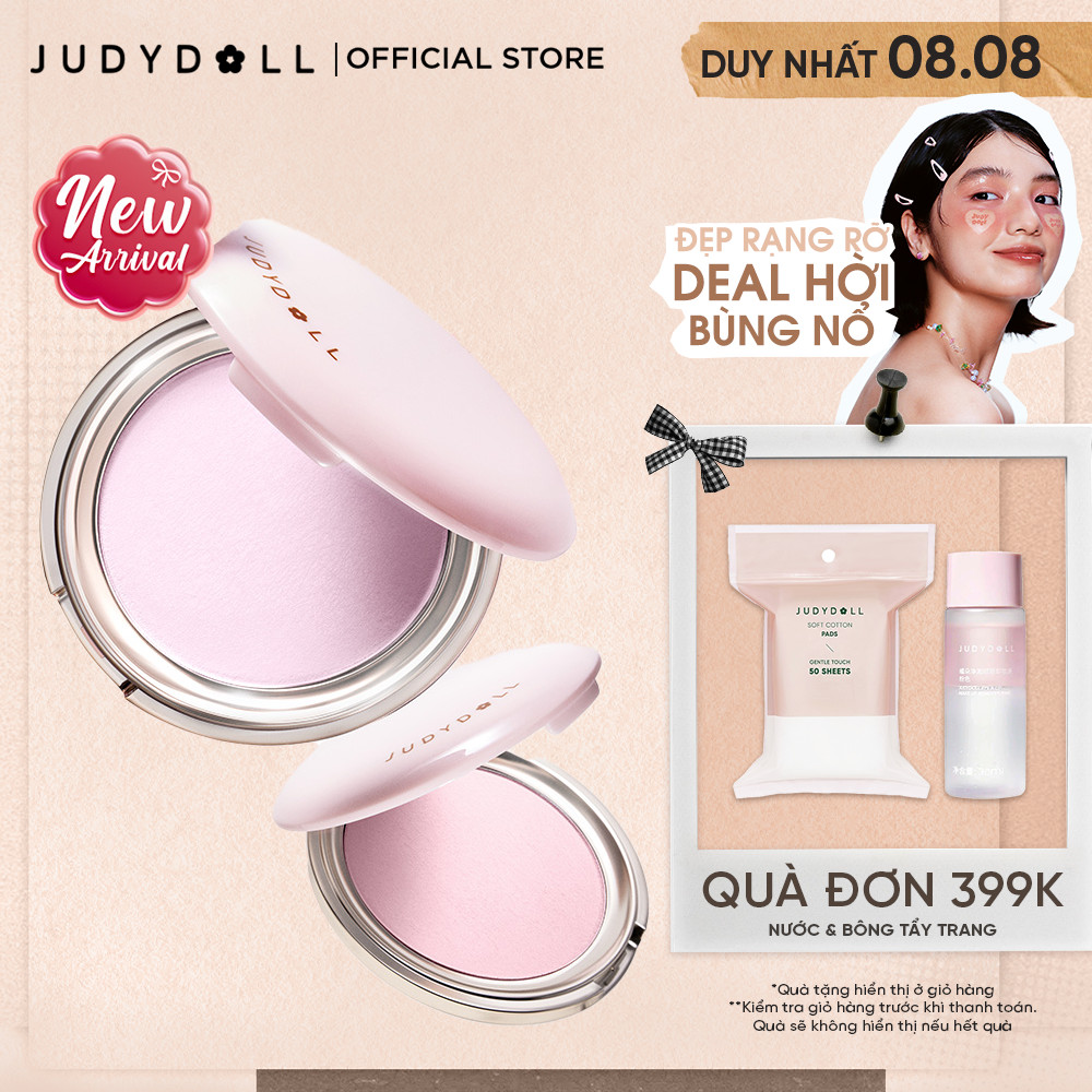 Phấn phủ nén JUDYDOLL Velvety Matte Long-Wear Powder Nâng tone Triệt sắc Kiềm Dầu Mịn da Che lỗ chân lông 8g
