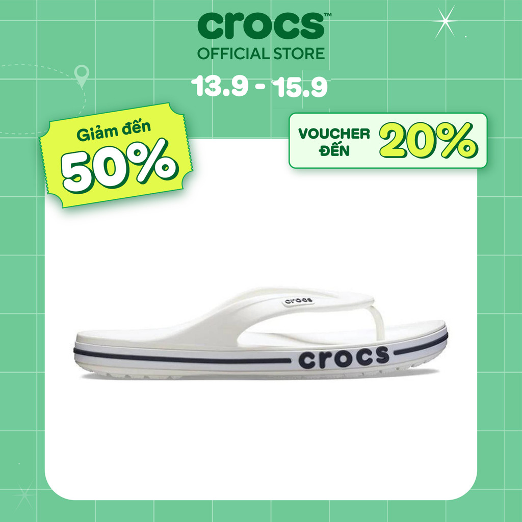 Dép Xỏ Ngón Unisex Crocs Bayaband - White/Navy - 205393-126
