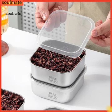 Linh hồn| Hộp đựng thực phẩm chống rò rỉ Hộp đựng thực phẩm Hộp cơm trưa bằng thép không gỉ 13,5oz có nắp kín khí – Hộp đựng thực phẩm an toàn cho tủ lạnh vi sóng có thể xếp chồng lên nhau để phục vụ 