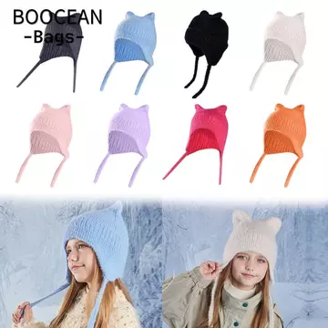 Mũ bảo vệ tai đan BOOCEAN, Mũ trùm đầu hoạt hình Mũ ấm áp Mũ mùa thu đông, Mũ chui đầu chống gió Mũ dày bé trai bé gái Mũ len ngoài trời