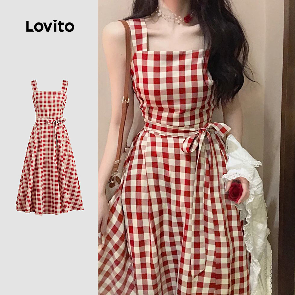 Lovito Đầm Phong cách thường ngày Có Thắt Lưng Chất Liệu Mềm Mại Thích Hợp Cho Mùa Xuân/hè Dành Cho Nữ LB134LD257
