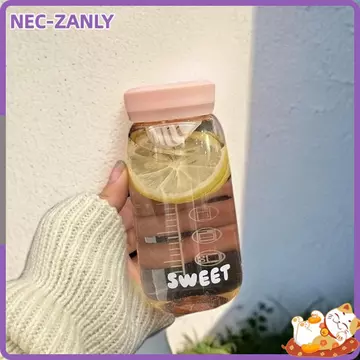 Bình Nước Mini NEC-ZANLY, Có Cân Với Cốc Nước Lọc Trà, Chai Nước Uống Di Động 300ml Trong Suốt Trẻ Em