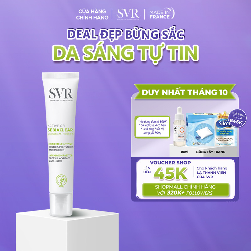 Kem dưỡng giảm mụn, ngừa thâm, kiểm soát dầu nhờn SVR Sebiaclear Active Gel 40ml