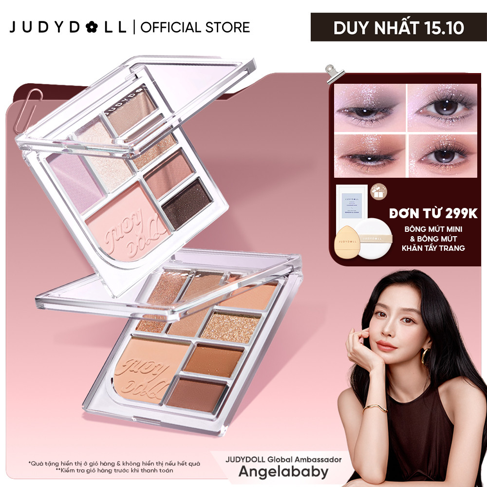 Phấn Mắt 7 Màu JUDYDOLL All-In-One Palette Đa năng Kẻ mắt Má hồng Tạo khối Bắt sáng Mềm mịn Lên màu tốt Dễ tán Có nhũ mắt lấp lánh 8,5g