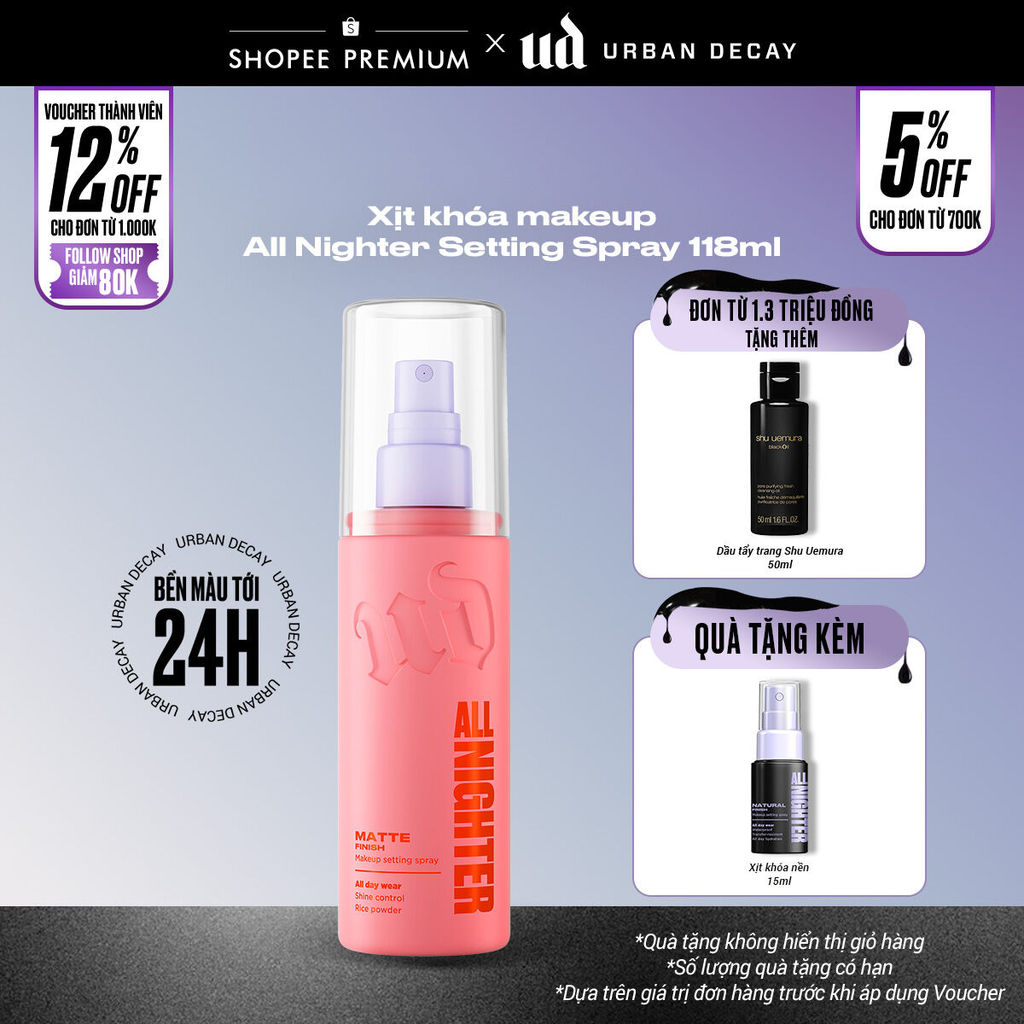 Xịt Khóa Nền Urban Decay All Nighter Setting Spray 118ML | Hiệu ứng mịn lì